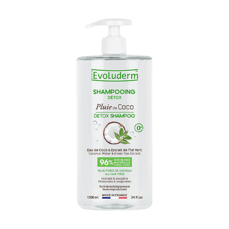 Шампунь Evoluderm Coconut Rain Detox Shampoo для всіх типів волосся, з водою кокоса, 1 л